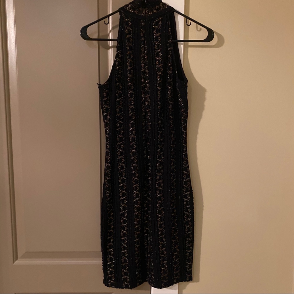 Torn by Ronny Kobo Black/Gold Halter Dress